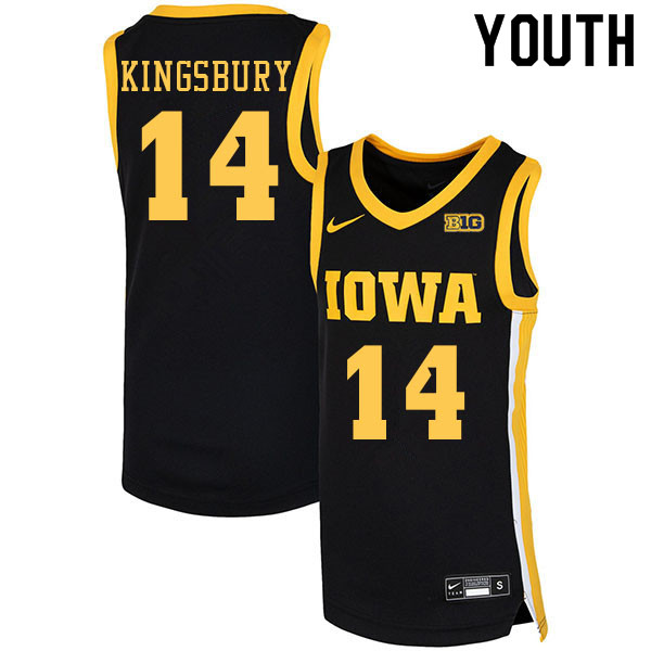 Youth #14 Carter Kingsbury Iowa Hawkeyes College Basketball Jerseys Sale-Black